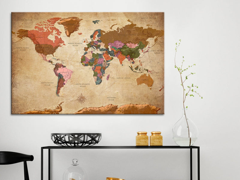Kanva Pasaules karte: Brūnā elegance, 96058 G-ART.