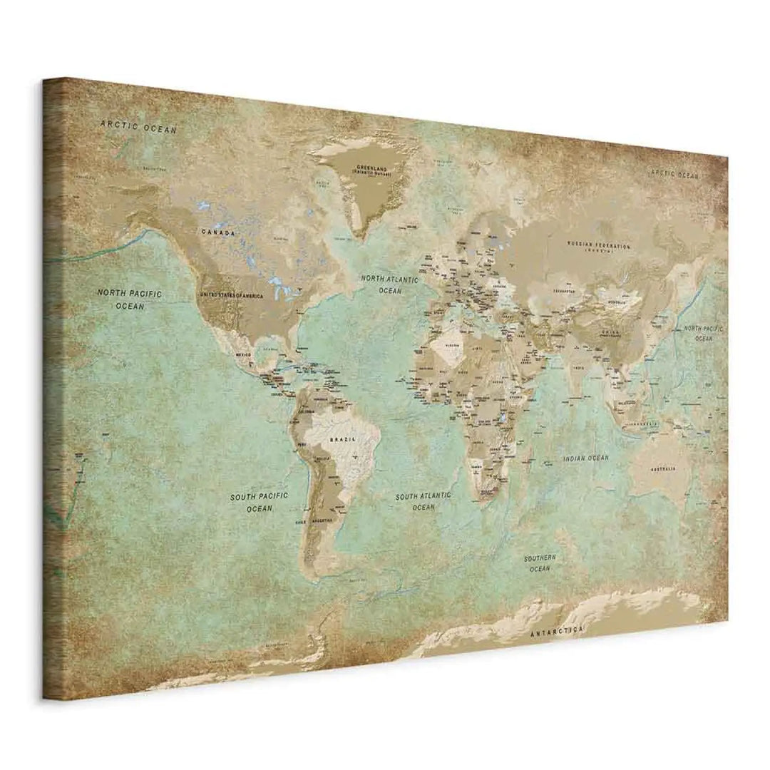 Glezna - Pasaules karte tirkīzā toņos, 96056 ART XL