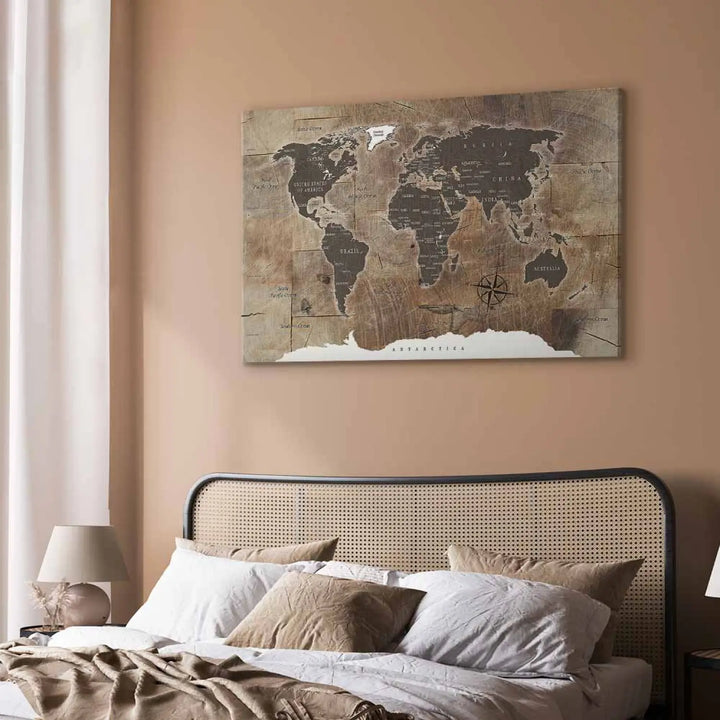 Glezna - Pasaules karte brūnā krāsā: vintāžas stils ART XL