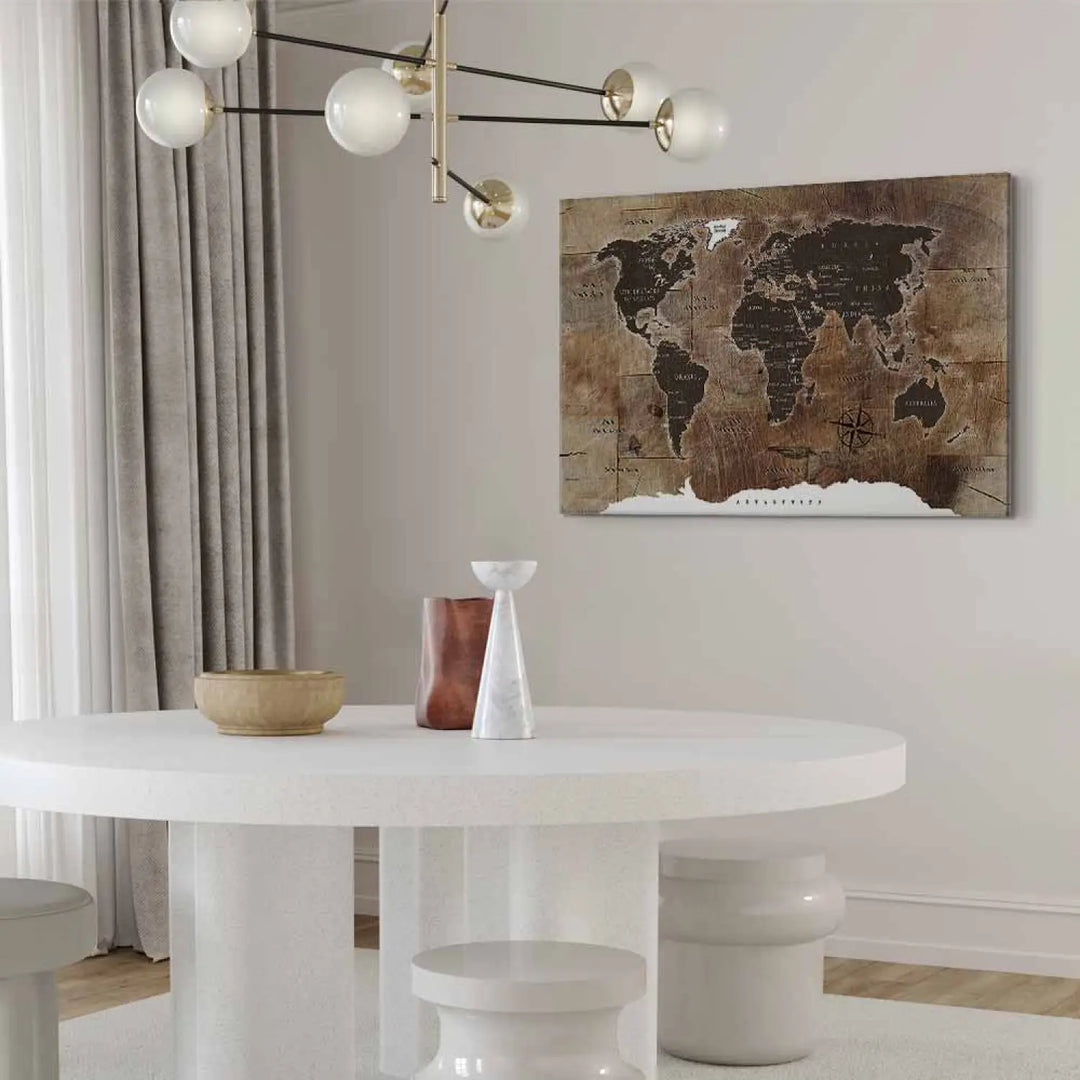 Glezna - Pasaules karte brūnā krāsā: vintāžas stils ART XL