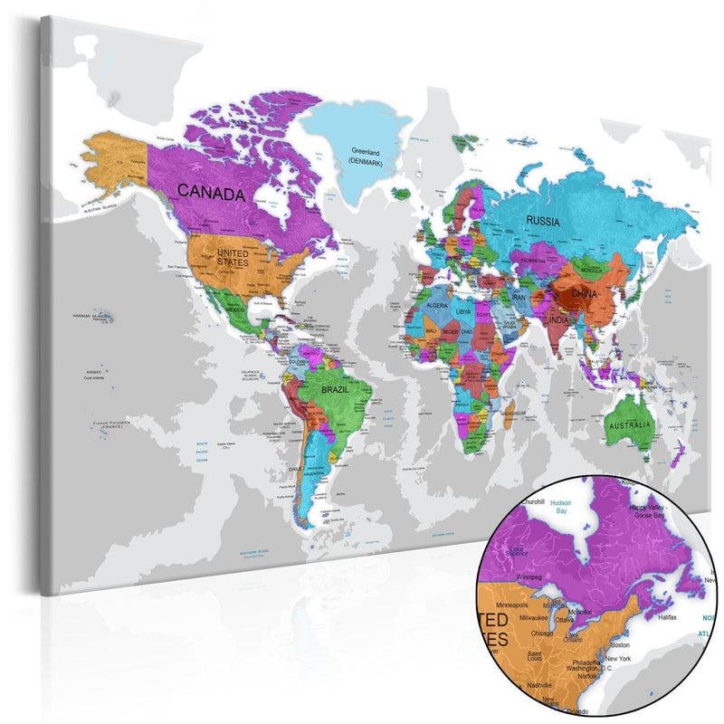 Glezna- Pasaules karte - Krāsu teritorija, 92105, (x1) Tapetenshop.lv.