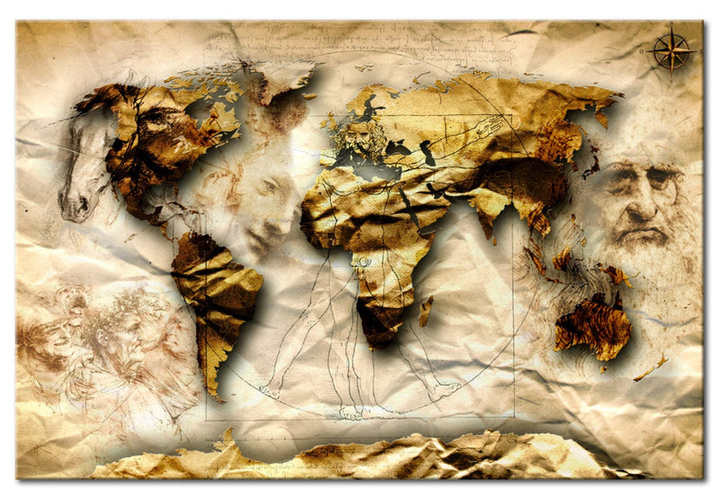 Glezna – Pasaules karte Leonardo da Vinči stilā, (x1), 92621 G-ART.