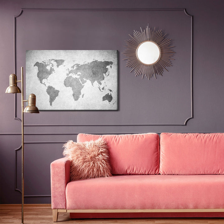 Kanva - Pasaules karte pelēkā toņos, N-1385 X-ART