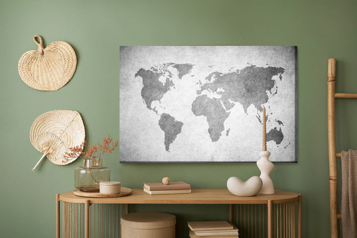 Kanva - Pasaules karte pelēkā toņos, N-1385 X-ART