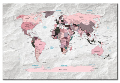 Kanva Pasaules karte: Rozā kontinenti, 91882 G-ART.