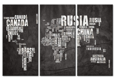 Kanva Pasaules karte (spāņu valodā) - triptihs, 55295 G-ART.