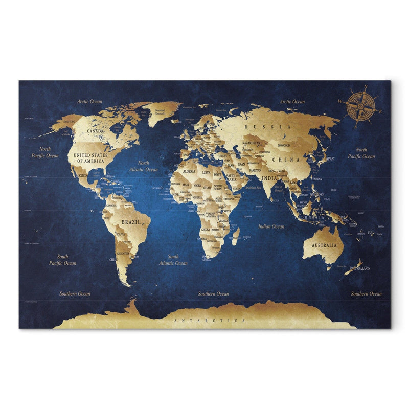 Glezna Pasaules karte: Tumši zilās dzīles, 94571 Tapetenshop.lv.