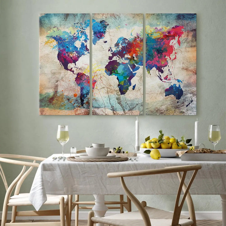 Kanva - Astrakta pasaules kartes: Mūsdienu stils, (x3), 160624 ART XL
