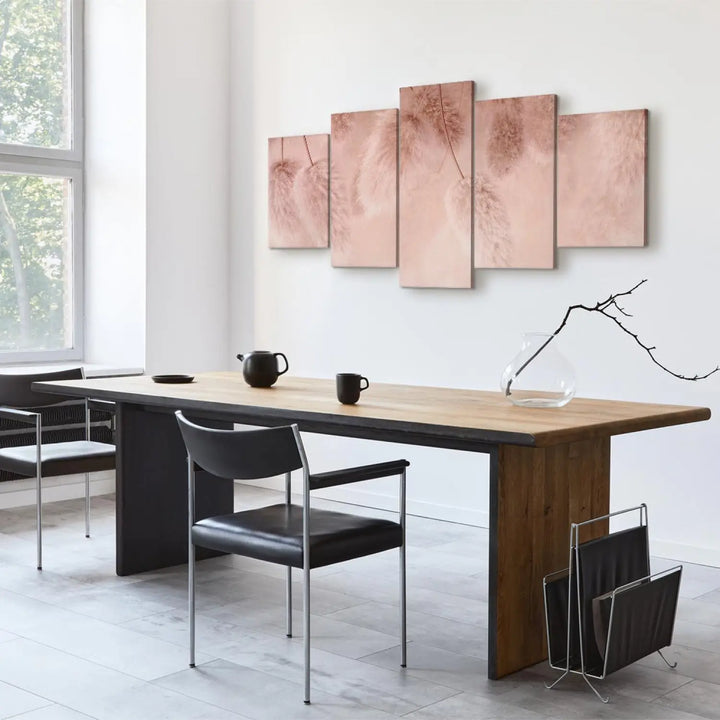 Glezna - Pasteļu boho, ar pūkainiem ziediem rozā krāsā, 151431 ART XL