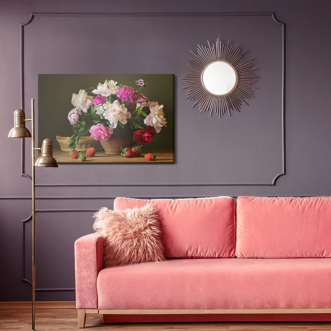 Kanva - Peonijas ar zemenēm X-ART