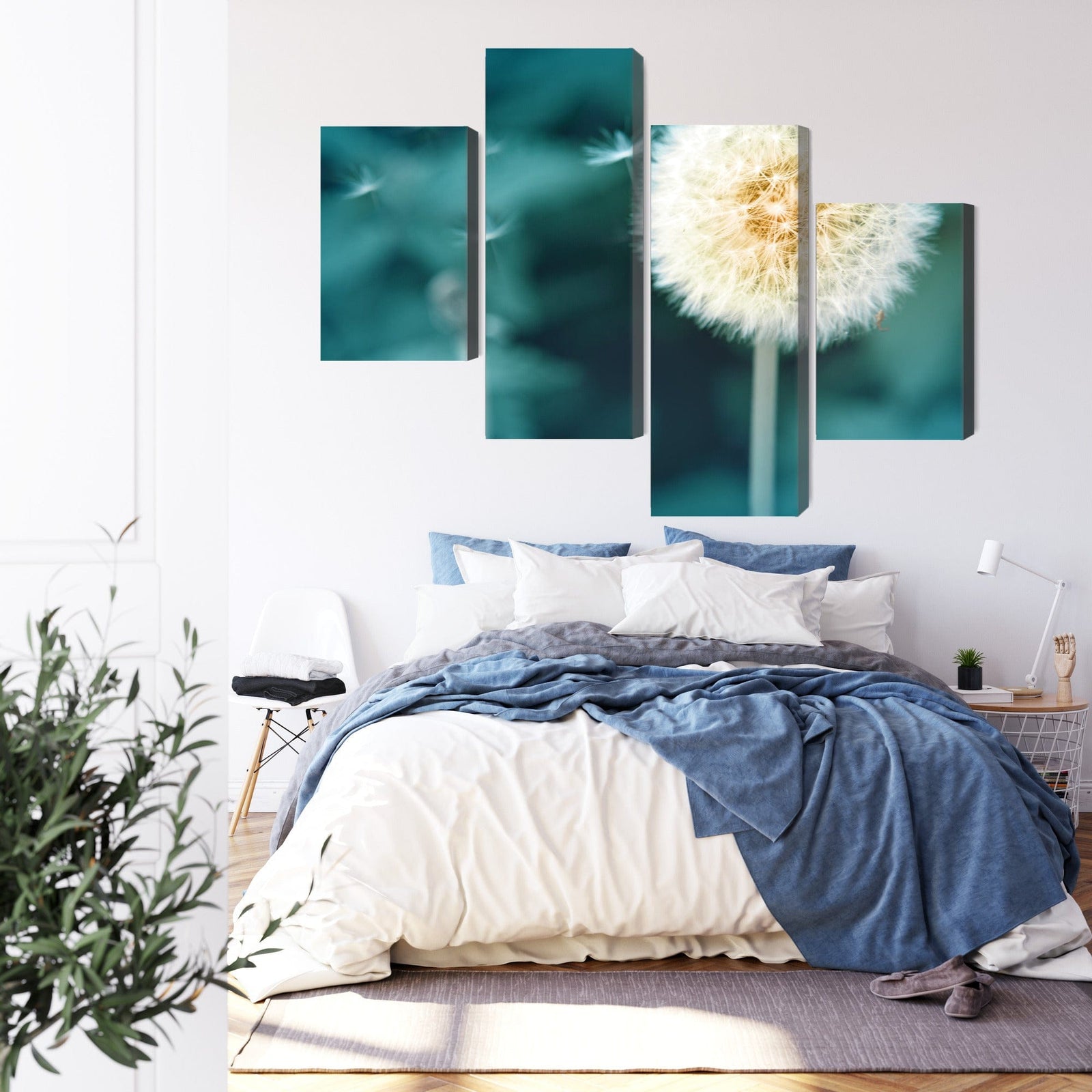 5 daļu kanva: Pienene, zila/tirkīza X-ART