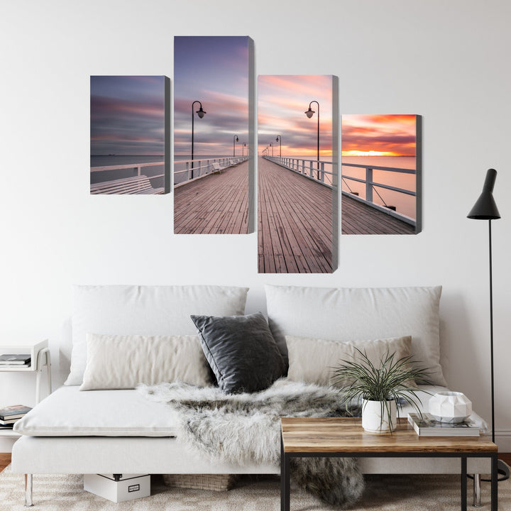 Kanva: Gdiņas piestātne violetā saulrietā X-ART