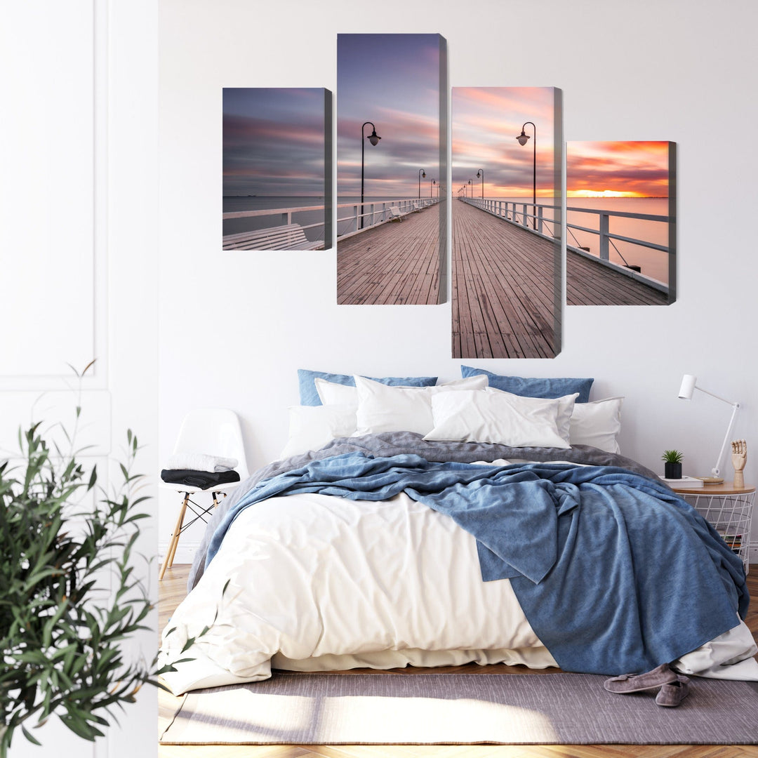 Kanva: Gdiņas piestātne violetā saulrietā X-ART