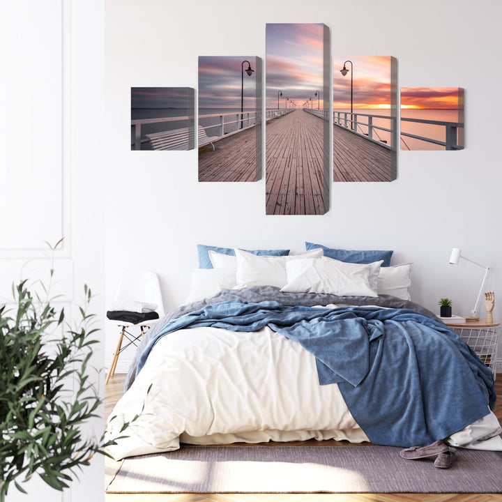 5 daļu kanva: Piestātne Gdiņā Orłowo, violeta X-ART