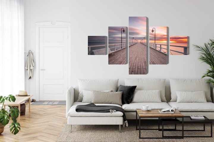 5 daļu kanva: Piestātne Gdiņā Orłowo, violeta X-ART