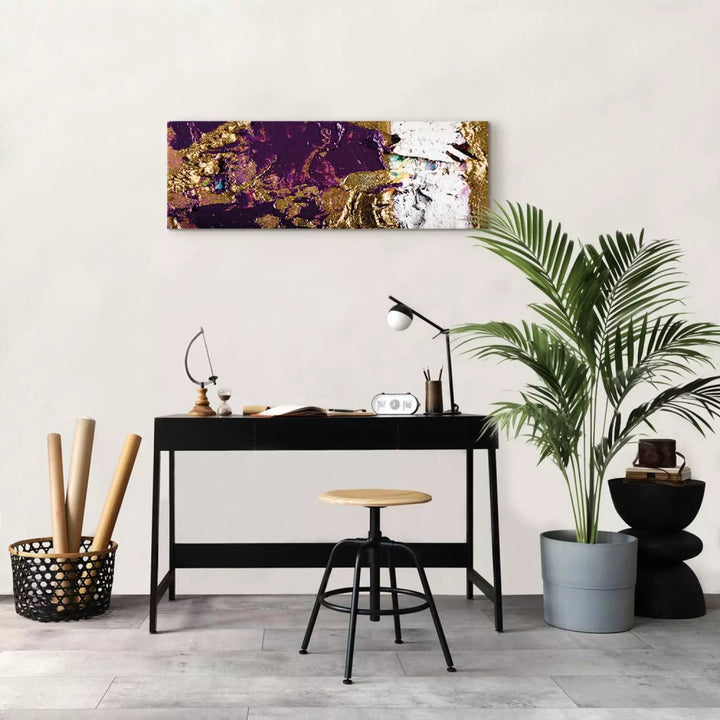 Glezna "Purpursarkans Vilnis" – Violeta un Zelta Abstrakcija ART XL