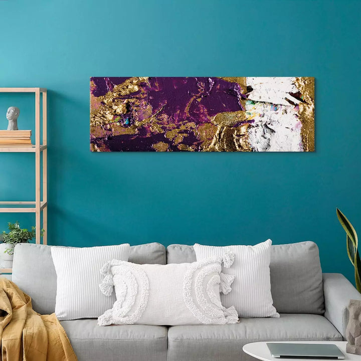 Glezna "Purpursarkans Vilnis" – Violeta un Zelta Abstrakcija ART XL