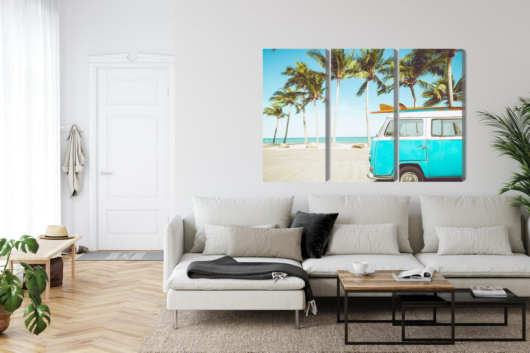 Kanva: Retro auto pludmalē, 3D efekts X-ART