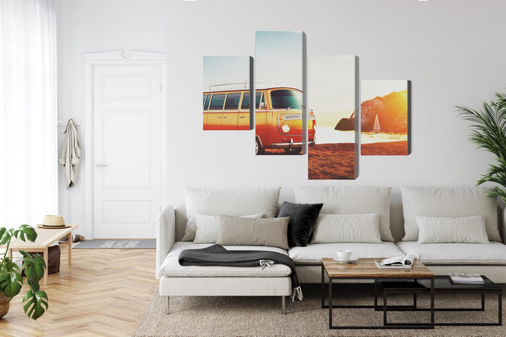 Kanva - Retro automašīna pludmalē, N-3440 X-ART