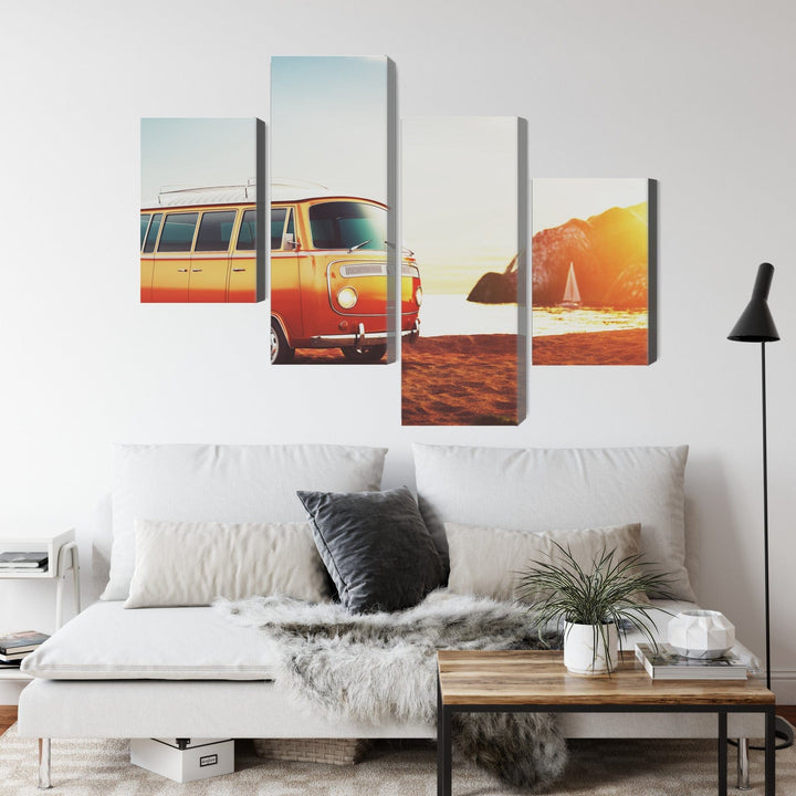 Kanva - Retro automašīna pludmalē, N-3440 X-ART