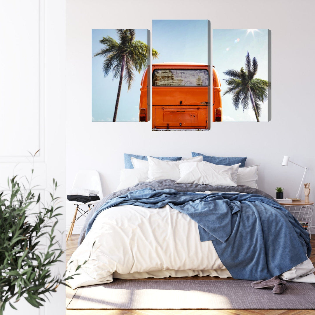 Kanva - Retro automašīna starp palmu kokiem, N-3378 X-ART