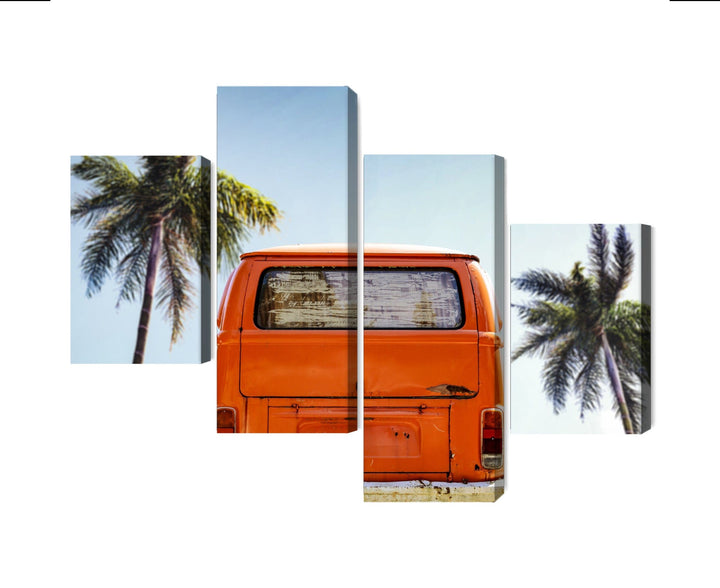 Kanva - Retro automašīna starp palmu kokiem, N-3380 X-ART