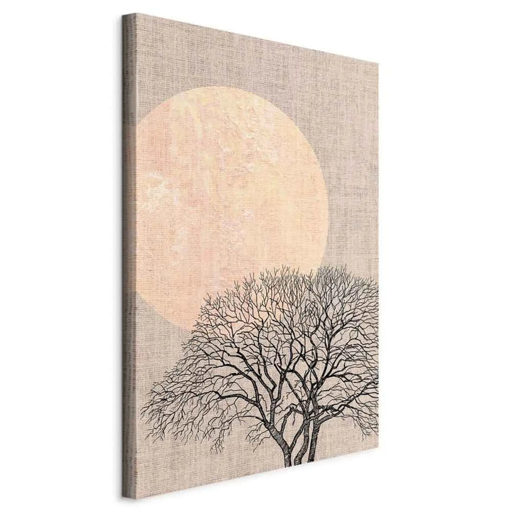 Glezna - Rīta pilnmēness, minimalistiska ainava bēšos toņos ART XL