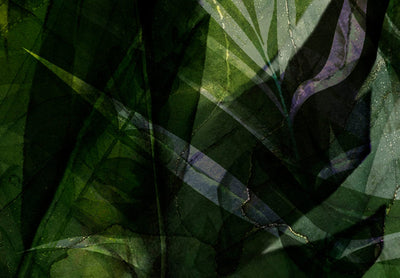 Kanva - Rīta rasa - kompozīcija ar lapām uz zaļa fona, 151423 G-ART