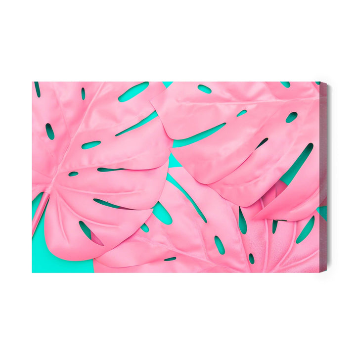 Kanva - Rozā dekoratīvās monstera lapas, N-1631 X-ART
