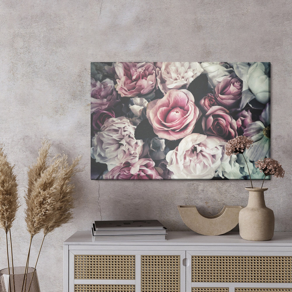 Kanva - Rozā ziedi vintāžas stilā, N-1353 X-ART