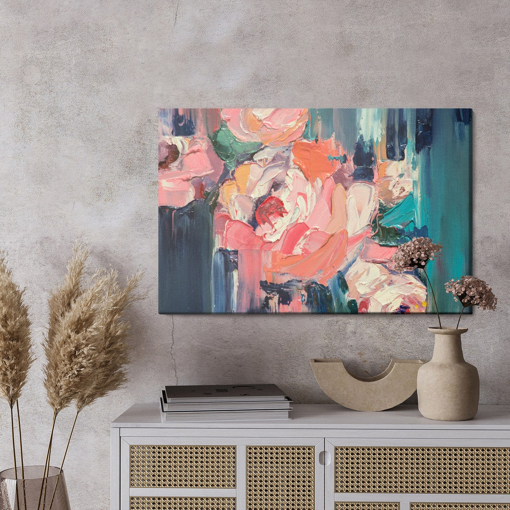 Kanva - Roze abstraktā gleznā, N-1335 X-ART