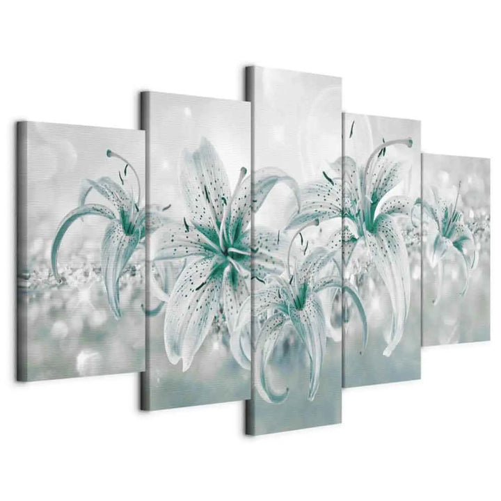 Kanva - Safīra lilijas, pelēka, tirkiza krāsā, (x5), 91224 ART XL