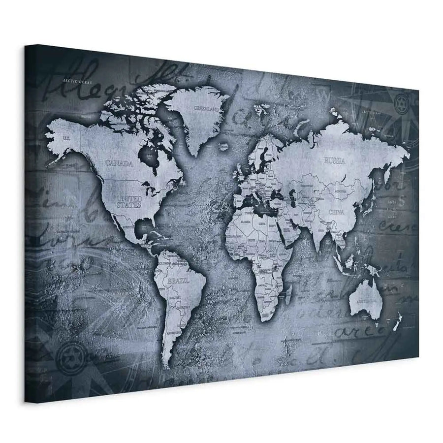 Glezna ar pasaules karti tumši zilā krāsā - Safīru pasaule, 91891 ART XL