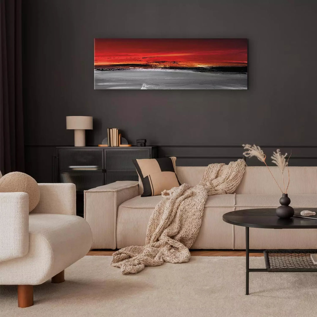 Glezna Abstrakta Sarkanā Ainava – Sarkans un Melns ART XL