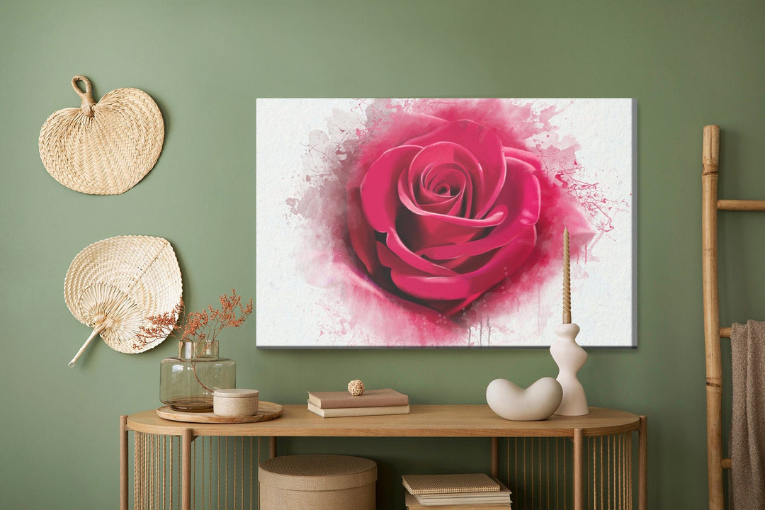 Kanva - Sarkana roze tuvplānā, kā uzgleznota, N-1348 X-ART