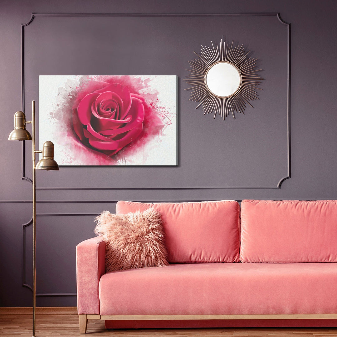 Kanva - Sarkana roze tuvplānā, kā uzgleznota, N-1348 X-ART