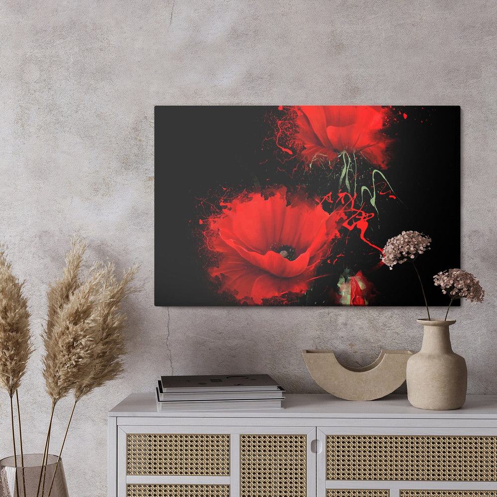 Kanva - Sarkanas magones uz melna fona, N-1507 X-ART