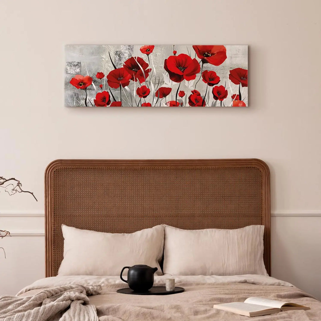 Kanva "Magones Vecmāmiņai" (149989) – Sarkani Ziedi uz Pelēka ART XL