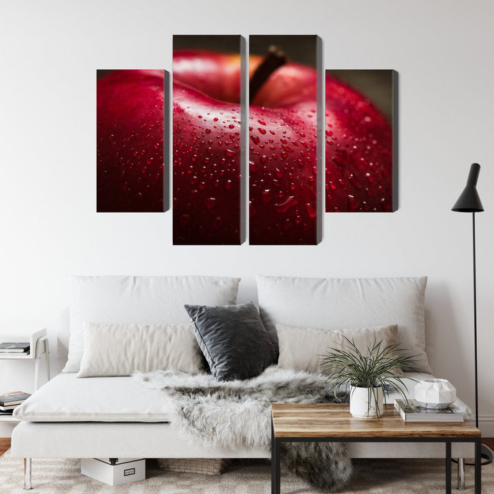 4 daļu kanva: Sarkans ābols virtuvei X-ART