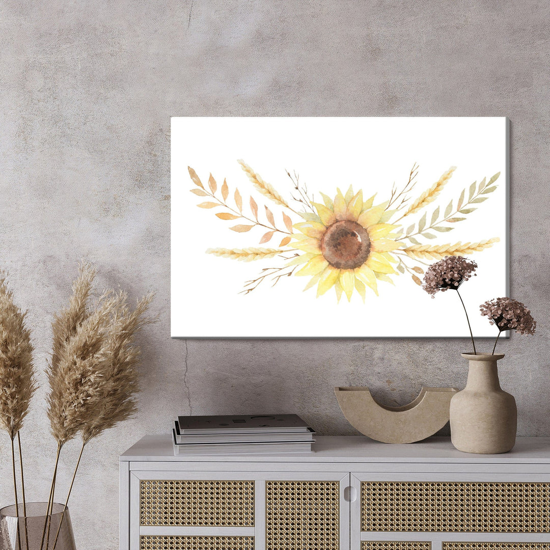 Kanva - Saulespuķe ar lapām un zariņiem, N-1701 X-ART