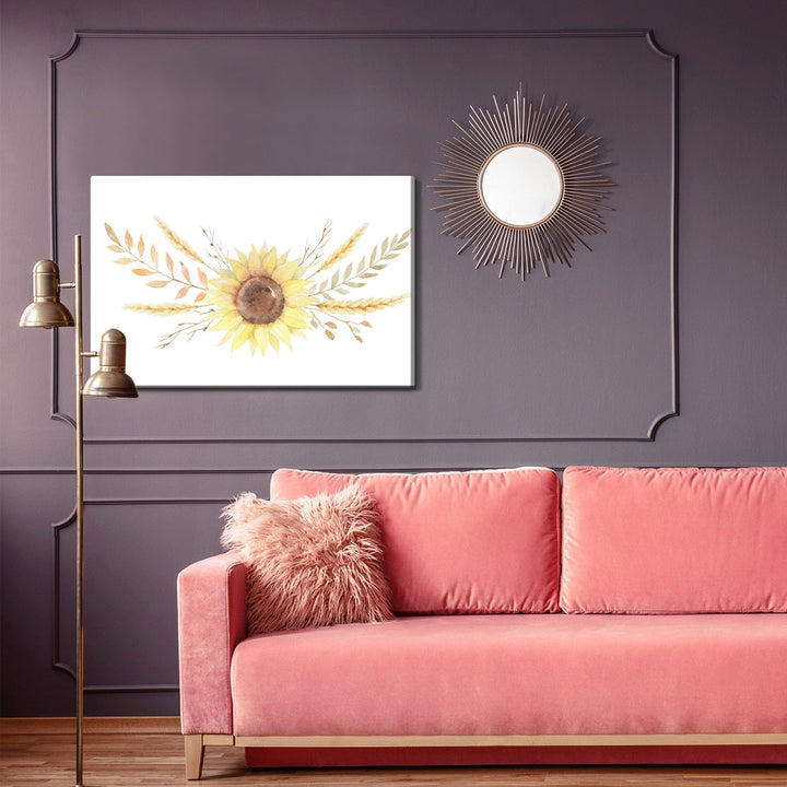 Kanva - Saulespuķe ar lapām un zariņiem, N-1701 X-ART