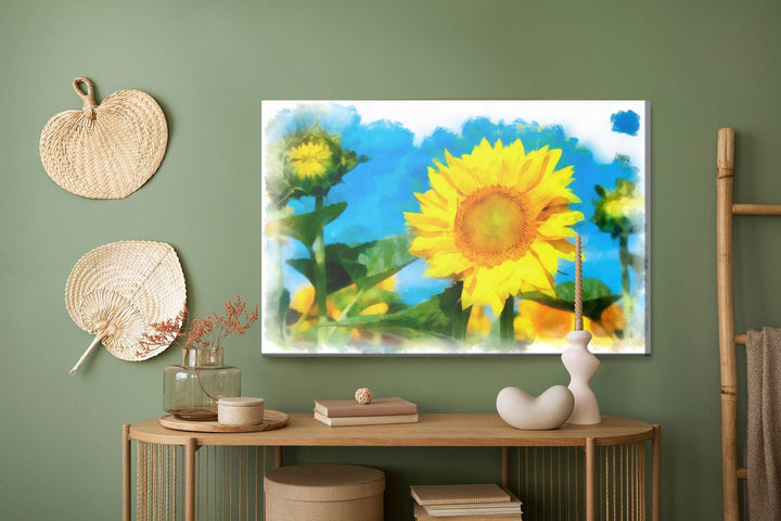 Kanva - Saulespuķes, it kā gleznotas ar akvareļu krāsām, N-1655 X-ART