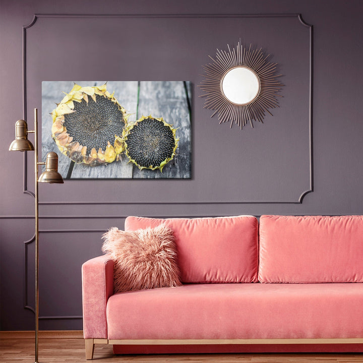 Kanva - Saulespuķes uz pelēku dēļu fona, N-1710 X-ART