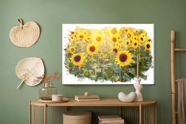 Kanva - Saulespuķu lauks mākslinieciskā veidā, N-1684 X-ART