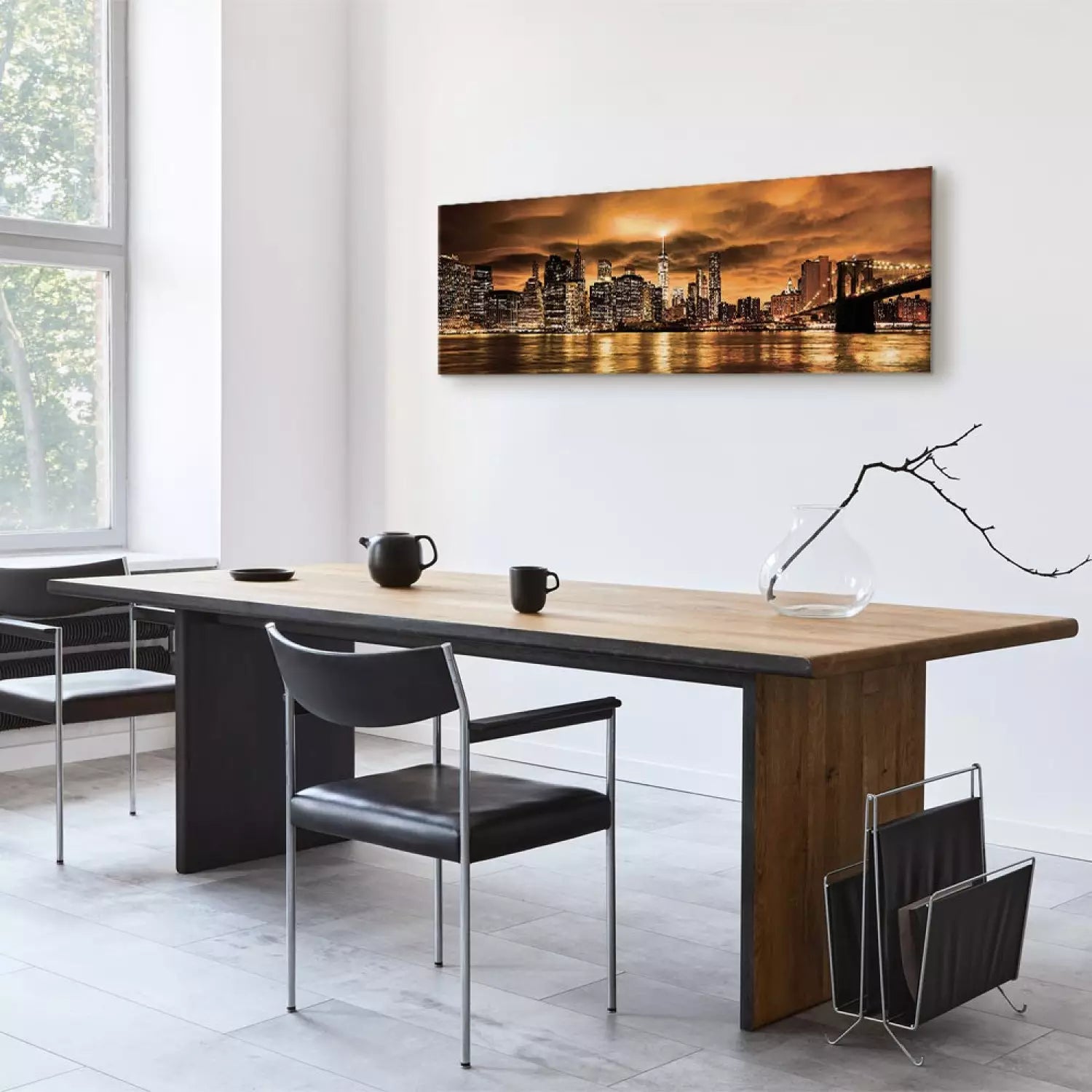 Kanva - Saulrieta pilsēta – debesskrāpji Ņujorkā, brūnā krāsā, birojam ART XL