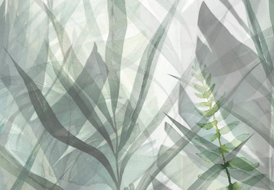 Kanva - Savvaļas pļava - zaļas lapas uz balta fona, 148842 G-ART