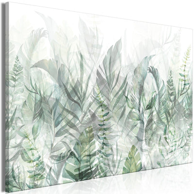 Kanva - Savvaļas pļava - zaļas lapas uz balta fona, 148842 G-ART