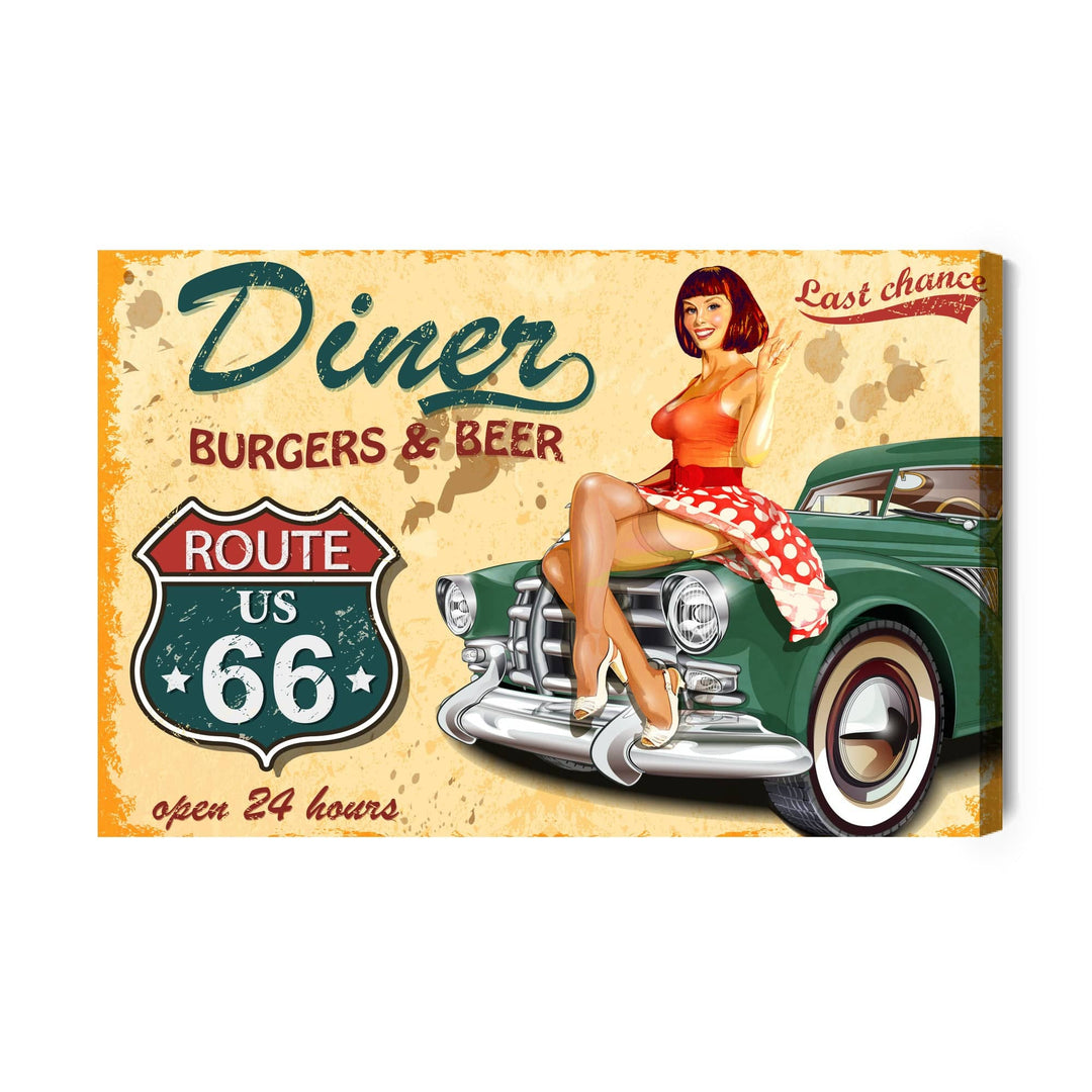 Kanva - Sieviete uz vintāžas automašīnas motora pārsega, N-2796 X-ART