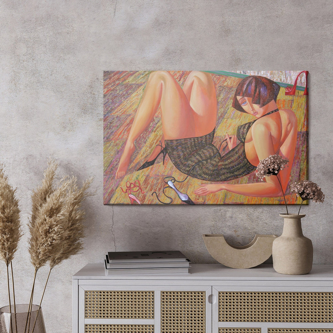 Kanva - Sievietes glezna ar abstraktu fonu, N-945 X-ART