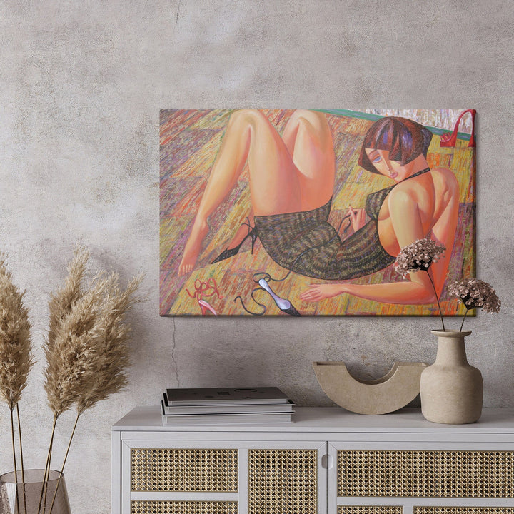 Kanva - Sievietes glezna ar abstraktu fonu, N-945 X-ART